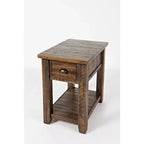 Jofran, Table d'appoint en bois massif patiné de style rustique et campagnard, Artisan's Craft - Couleur grise