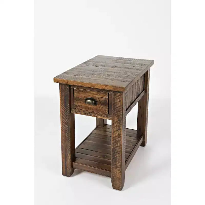 Jofran, Table d'appoint en bois massif patiné de style rustique et campagnard, Artisan's Craft - Couleur grise