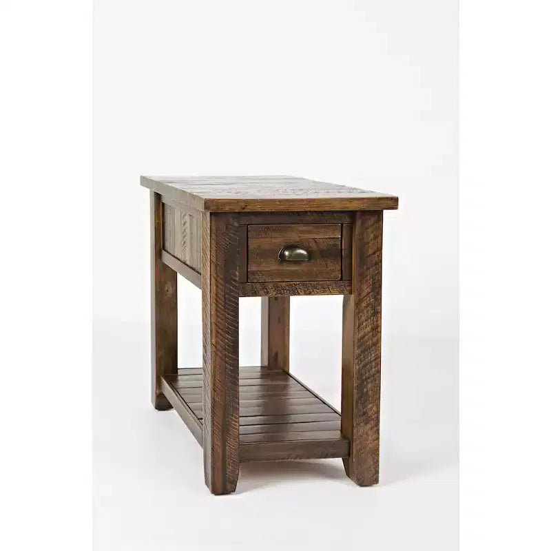 Jofran, Table d'appoint en bois massif patiné de style rustique et campagnard, Artisan's Craft - Couleur grise