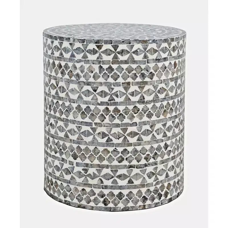 Jofran,Global Archive Small Terrazzo Handcrafted Capiz Shell Accent Table- Brown Color
