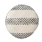 HomeRoots Pouf rond rayé ivoire et bleu en mélange de coton de 18 po