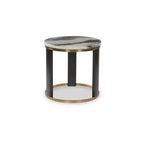Table d'appoint ronde moderne Jazmore de Signature Design by Ashley - Plateau effet marbre avec cadre finition laiton