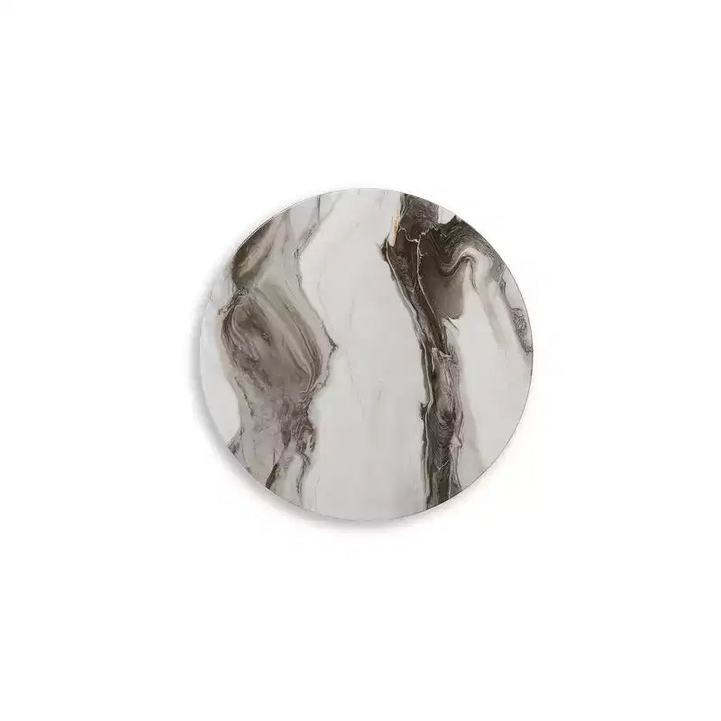Table d'appoint ronde moderne Jazmore de Signature Design by Ashley - Plateau effet marbre avec cadre finition laiton