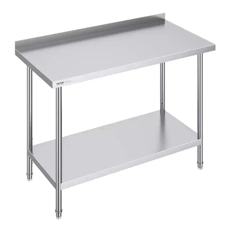 VEVOR 24 x 48 x 36 Inch Stainless Steel Work Table, Commercial Food Prep Worktable Heavy Duty Prep Worktable, Metal Work Table with Adjustable Height