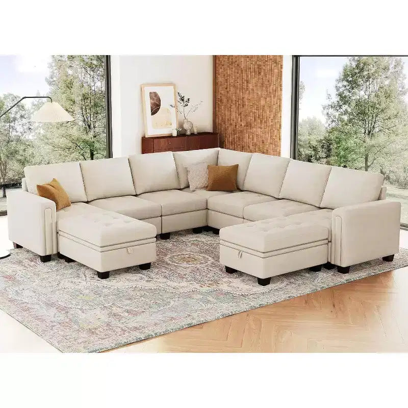 Petit pouf modulaire tufté en velours Belffin