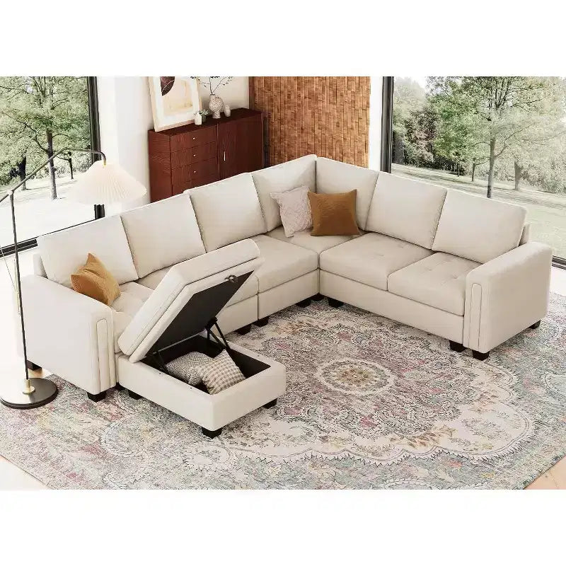 Petit pouf modulaire tufté en velours Belffin