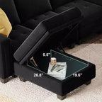Petit pouf modulaire tufté en velours Belffin