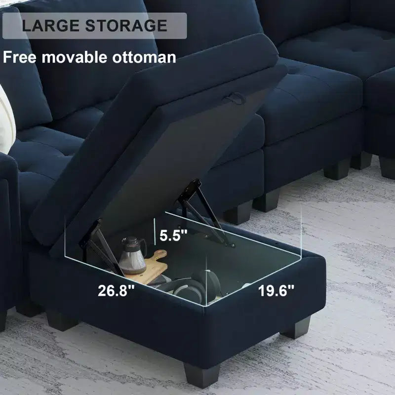 Petit pouf modulaire tufté en velours Belffin