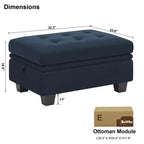 Petit pouf modulaire tufté en velours Belffin
