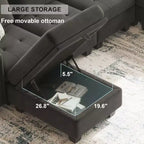 Petit pouf modulaire tufté en velours Belffin