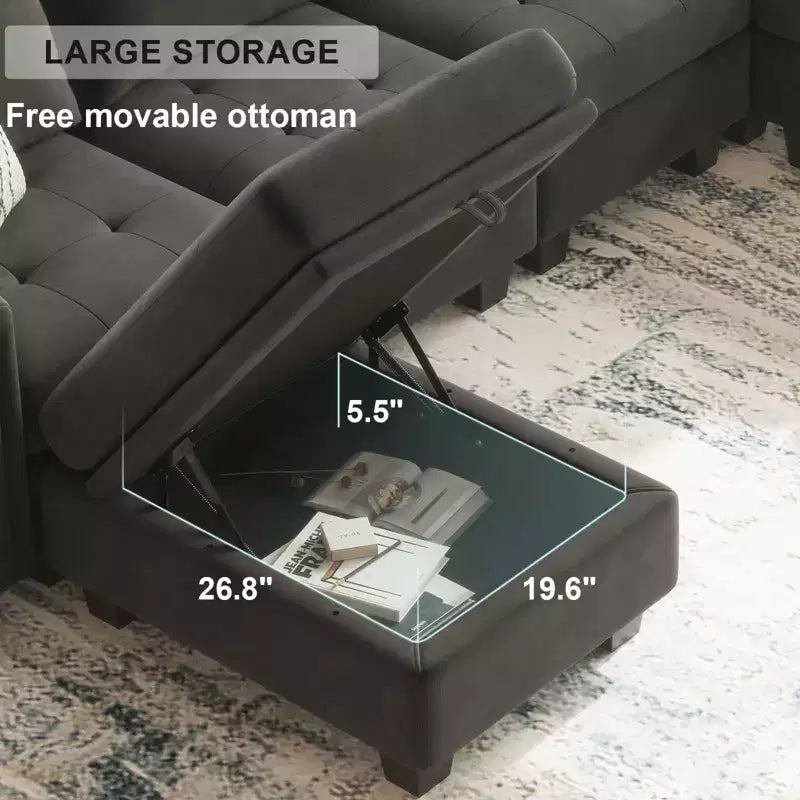 Petit pouf modulaire tufté en velours Belffin