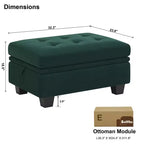 Petit pouf modulaire tufté en velours Belffin