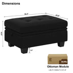 Petit pouf modulaire tufté en velours Belffin