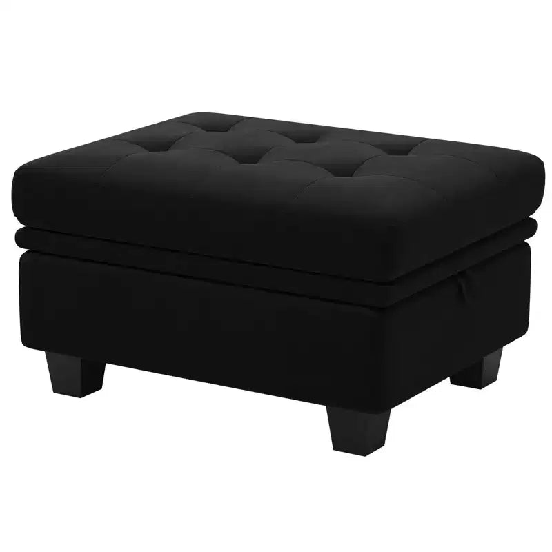 Petit pouf modulaire tufté en velours Belffin
