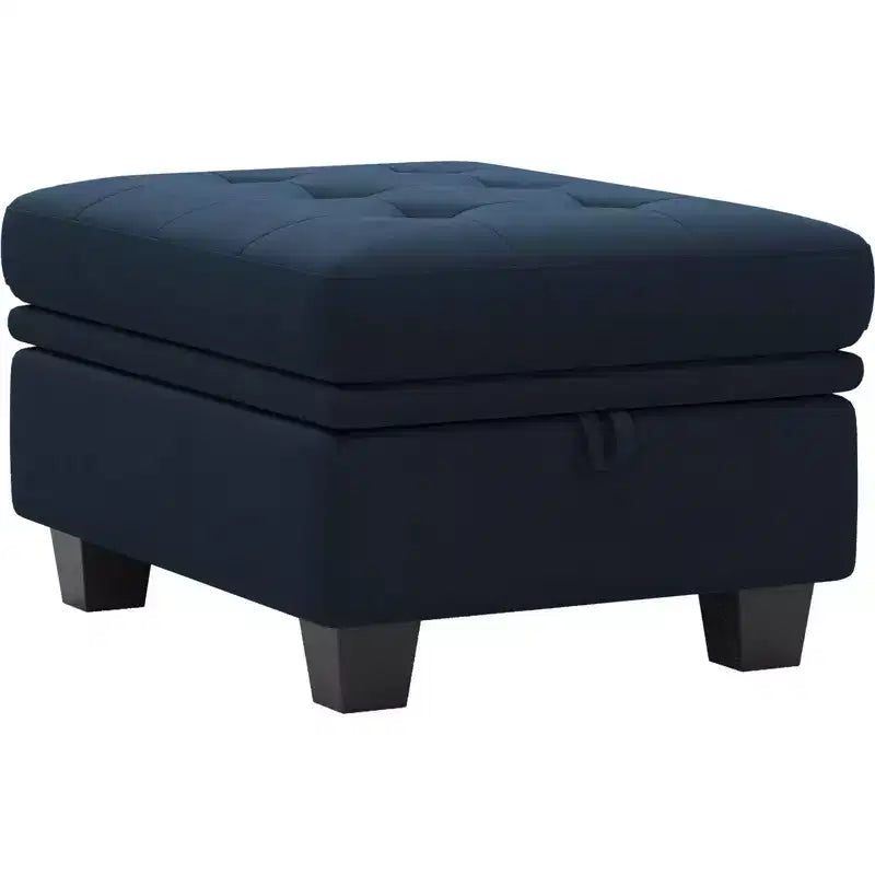 Petit pouf modulaire tufté en velours Belffin