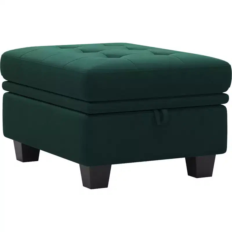 Petit pouf modulaire tufté en velours Belffin
