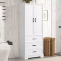 Modern Tall Bathroom Storage Cabinet with Adjustable Shelves & Drawers, Freestanding Storage Organizer Kitchen Cupboard, White - ModernLuxe