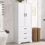 Modern Tall Bathroom Storage Cabinet with Adjustable Shelves & Drawers, Freestanding Storage Organizer Kitchen Cupboard, White - ModernLuxe