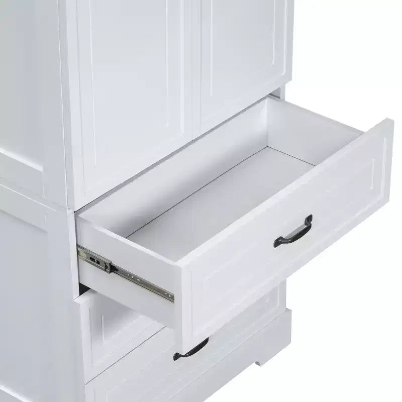 Meuble de rangement haut de salle de bain moderne avec étagères réglables et tiroirs, organisateur de rangement sur pied, armoire de cuisine, blanc - ModernLuxe