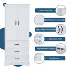 Meuble de rangement haut de salle de bain moderne avec étagères réglables et tiroirs, organisateur de rangement sur pied, armoire de cuisine, blanc - ModernLuxe