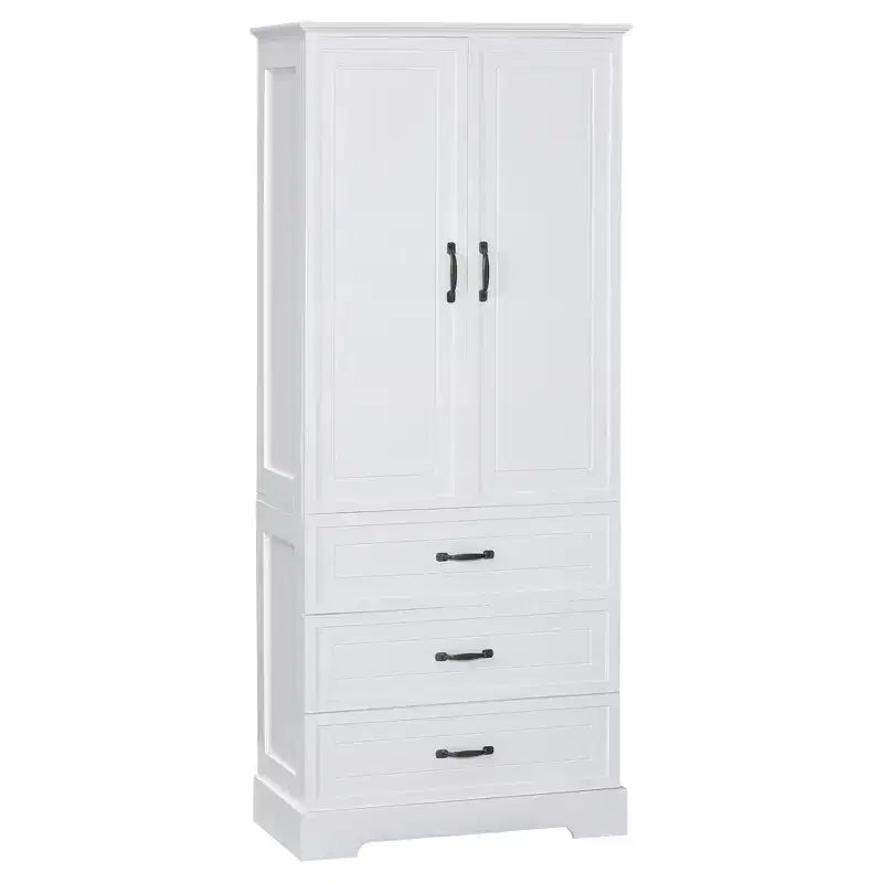 Meuble de rangement haut de salle de bain moderne avec étagères réglables et tiroirs, organisateur de rangement sur pied, armoire de cuisine, blanc - ModernLuxe
