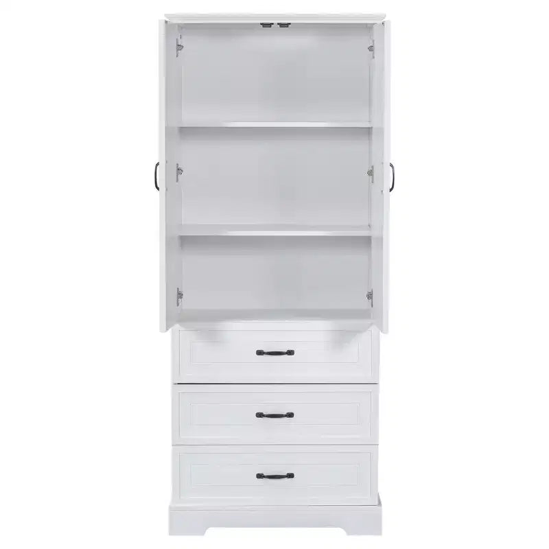 Meuble de rangement haut de salle de bain moderne avec étagères réglables et tiroirs, organisateur de rangement sur pied, armoire de cuisine, blanc - ModernLuxe