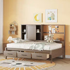 Lit de repos double GDFStudio Byron avec étagères de rangement et ports USB
