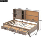 Lit de repos double GDFStudio Byron avec étagères de rangement et ports USB