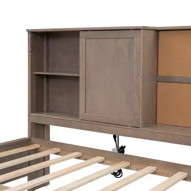 Lit de repos double GDFStudio Byron avec étagères de rangement et ports USB