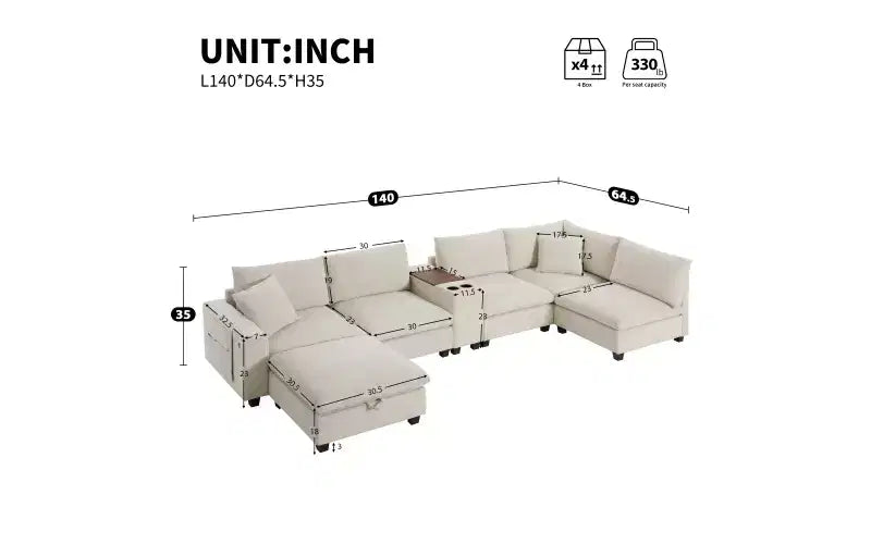 Canapé d'angle moderne 4 places en chenille Whisen avec pouf, ensemble de canapés modulaires en forme de L avec coussins décoratifs
