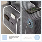 Canapé d'angle moderne 4 places en chenille Whisen avec pouf, ensemble de canapés modulaires en forme de L avec coussins décoratifs