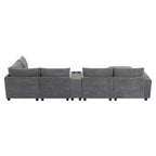Canapé d'angle moderne 4 places en chenille Whisen avec pouf, ensemble de canapés modulaires en forme de L avec coussins décoratifs