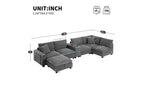 Canapé d'angle moderne 4 places en chenille Whisen avec pouf, ensemble de canapés modulaires en forme de L avec coussins décoratifs