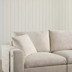 Canapé d'angle moderne 4 places en chenille Whisen avec pouf, ensemble de canapés modulaires en forme de L avec coussins décoratifs