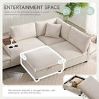 Canapé d'angle moderne 4 places en chenille Whisen avec pouf, ensemble de canapés modulaires en forme de L avec coussins décoratifs