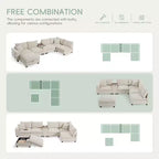 Canapé d'angle moderne 4 places en chenille Whisen avec pouf, ensemble de canapés modulaires en forme de L avec coussins décoratifs