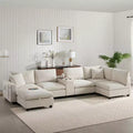 Canapé d'angle moderne 4 places en chenille Whisen avec pouf, ensemble de canapés modulaires en forme de L avec coussins décoratifs