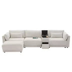 Canapé d'angle modulaire Whisen avec console de rangement et pouf mobile, assise large de 33 pouces, canapé d'angle 4 places en chenille