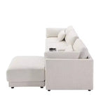 Canapé d'angle modulaire Whisen avec console de rangement et pouf mobile, assise large de 33 pouces, canapé d'angle 4 places en chenille
