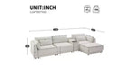 Canapé d'angle modulaire Whisen avec console de rangement et pouf mobile, assise large de 33 pouces, canapé d'angle 4 places en chenille