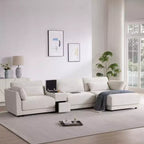 Canapé d'angle modulaire Whisen avec console de rangement et pouf mobile, assise large de 33 pouces, canapé d'angle 4 places en chenille