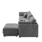 Canapé d'angle modulaire Whisen avec console de rangement et pouf mobile, assise large de 33 pouces, canapé d'angle 4 places en chenille