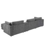 Canapé d'angle modulaire Whisen avec console de rangement et pouf mobile, assise large de 33 pouces, canapé d'angle 4 places en chenille