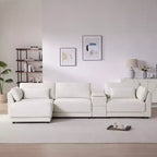 Whisen Modular Sectional Sofa with Storage Console and Movable Ottoman, 33'' Wide Seat, 4 Seat L Shaped Chenille Couch