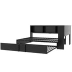 Lit de repos double en métal Whisen avec lit gigogne, armoires de rangement et ports USB