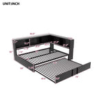 Lit de repos double en métal Whisen avec lit gigogne, armoires de rangement et ports USB