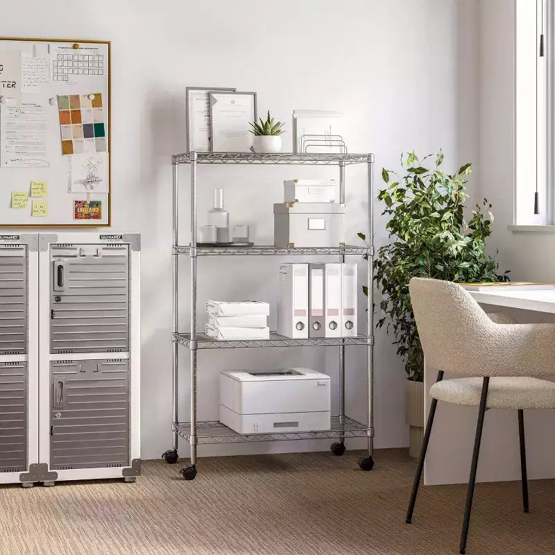 Étagère en fil d'acier à 4 niveaux Seville Classics, 30 x 14 x 49,5