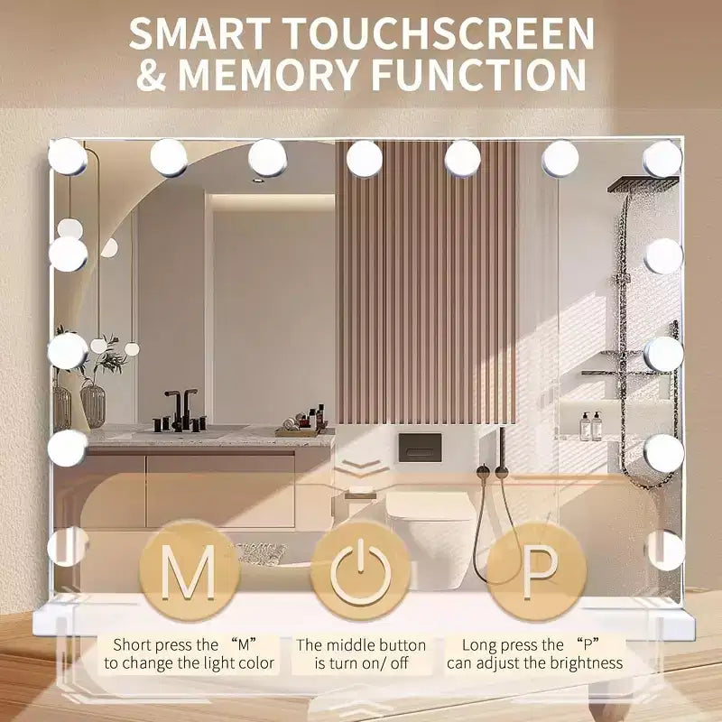 Miroir de courtoisie Slimoon Hollywood avec 15 lumières LED à intensité variable, blanc