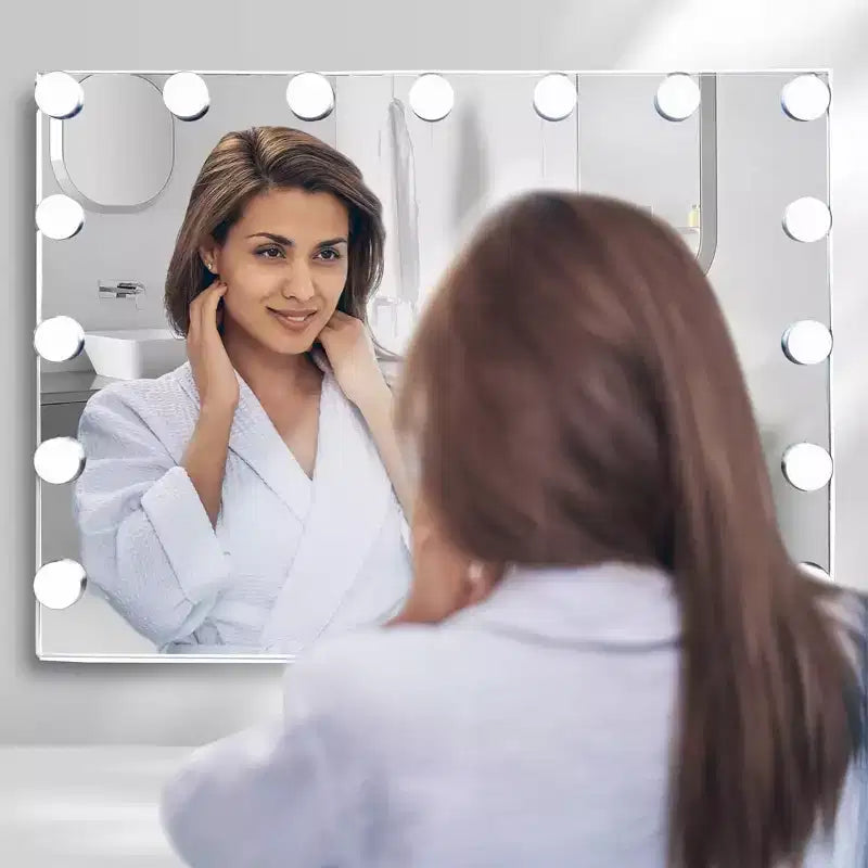 Miroir de courtoisie Slimoon Hollywood avec 15 lumières LED à intensité variable, blanc