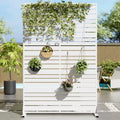 72 H47W Dovelina White Metal Planter Box with Trellis Privacy Screen for Caf Patio,Garden & Balconies